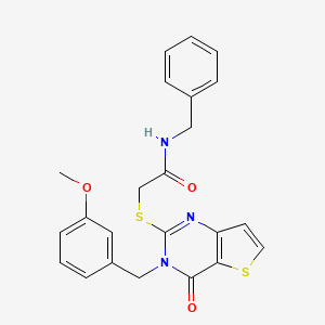 molecular formula C23H21N3O3S2 B2729478 N-苄基-2-{[3-(3-甲氧基苄基)-4-氧代-3,4-二氢噻吩[3,2-d]嘧啶-2-基]硫基}乙酰胺 CAS No. 1252929-18-2