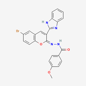 molecular formula C24H17BrN4O3 B2729483 N'-[(2E)-3-(1H-1,3-benzodiazol-2-yl)-6-bromo-2H-chromen-2-ylidene]-4-methoxybenzohydrazide CAS No. 2321338-53-6