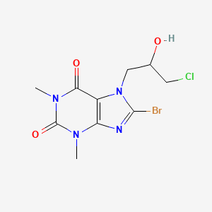 molecular formula C10H12BrClN4O3 B2729495 8-bromo-7-(3-chloro-2-hydroxypropyl)-1,3-dimethyl-2,3,6,7-tetrahydro-1H-purine-2,6-dione CAS No. 32087-21-1