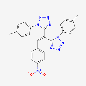 molecular formula C24H19N9O2 B2729497 5,5'-(2-(4-nitrophenyl)ethene-1,1-diyl)bis(1-(p-tolyl)-1H-tetrazole) CAS No. 326008-42-8