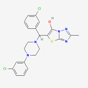 molecular formula C22H21Cl2N5OS B2729500 5-((3-Chlorophenyl)(4-(3-chlorophenyl)piperazin-1-yl)methyl)-2-methylthiazolo[3,2-b][1,2,4]triazol-6-ol CAS No. 851969-45-4