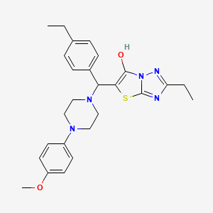 molecular formula C26H31N5O2S B2729502 2-Ethyl-5-((4-ethylphenyl)(4-(4-methoxyphenyl)piperazin-1-yl)methyl)thiazolo[3,2-b][1,2,4]triazol-6-ol CAS No. 898368-36-0