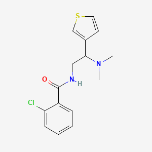 molecular formula C15H17ClN2OS B2729505 2-chloro-N-(2-(dimethylamino)-2-(thiophen-3-yl)ethyl)benzamide CAS No. 946271-29-0