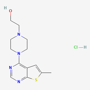 molecular formula C13H19ClN4OS B2729510 2-(4-(6-Methylthieno[2,3-d]pyrimidin-4-yl)piperazin-1-yl)ethanol hydrochloride CAS No. 1049736-40-4