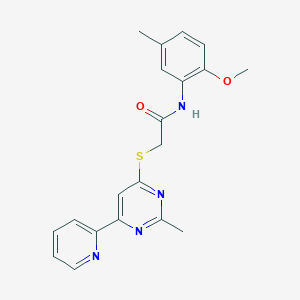molecular formula C20H20N4O2S B2729512 N-(2-methoxy-5-methylphenyl)-2-((2-methyl-6-(pyridin-2-yl)pyrimidin-4-yl)thio)acetamide CAS No. 1251574-75-0
