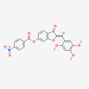 molecular formula C25H19NO9 B2729516 (Z)-3-酮-2-(2,4,5-三甲氧基苯甲基亚甲基)-2,3-二氢苯并呋喃-6-基-4-硝基苯甲酸酯 CAS No. 622366-04-5
