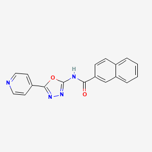 molecular formula C18H12N4O2 B2729520 N-(5-pyridin-4-yl-1,3,4-oxadiazol-2-yl)naphthalene-2-carboxamide CAS No. 887867-74-5