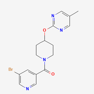 molecular formula C16H17BrN4O2 B2729523 (5-Bromopyridin-3-yl)-[4-(5-methylpyrimidin-2-yl)oxypiperidin-1-yl]methanone CAS No. 2380043-60-5