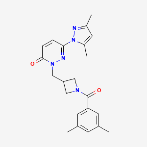 molecular formula C22H25N5O2 B2729545 6-(3,5-dimethyl-1H-pyrazol-1-yl)-2-((1-(3,5-dimethylbenzoyl)azetidin-3-yl)methyl)pyridazin-3(2H)-one CAS No. 2319640-65-6
