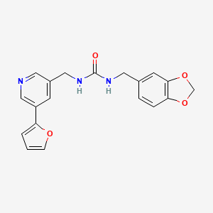 molecular formula C19H17N3O4 B2729557 1-(Benzo[d][1,3]dioxol-5-ylmethyl)-3-((5-(furan-2-yl)pyridin-3-yl)methyl)urea CAS No. 2034613-50-6