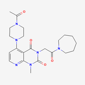 molecular formula C22H30N6O4 B2729559 5-(4-acetylpiperazin-1-yl)-3-(2-(azepan-1-yl)-2-oxoethyl)-1-methylpyrido[2,3-d]pyrimidine-2,4(1H,3H)-dione CAS No. 1021026-12-9