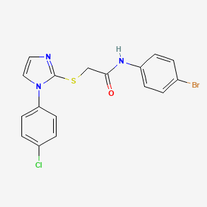 molecular formula C17H13BrClN3OS B2729562 N-(4-bromophenyl)-2-((1-(4-chlorophenyl)-1H-imidazol-2-yl)thio)acetamide CAS No. 688337-12-4
