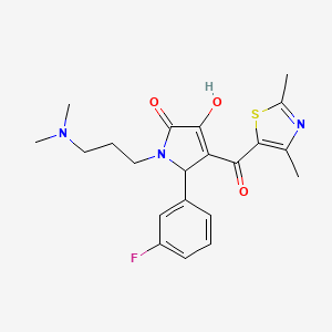 molecular formula C21H24FN3O3S B2729563 1-(3-(二甲基氨基)丙基)-4-(2,4-二甲基噻唑-5-甲酰基)-5-(3-氟苯基)-3-羟基-1H-吡咯-2(5H)-酮 CAS No. 797796-46-4