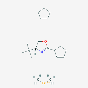 molecular formula C19H33FeNO B2729573 (4S)-4-Tert-butyl-2-cyclopent-2-en-1-yl-4,5-dihydro-1,3-oxazole;carbanide;cyclopentene;iron(2+) CAS No. 162157-02-0