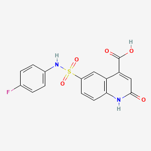 molecular formula C16H11FN2O5S B2729574 6-(4-Fluoro-phenylsulfamoyl)-2-hydroxy-quinoline-4-carboxylic acid CAS No. 519152-68-2