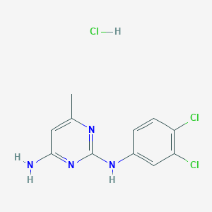 molecular formula C11H11Cl3N4 B2729579 N2-(3,4-dichlorophenyl)-6-methylpyrimidine-2,4-diamine hydrochloride CAS No. 1441050-56-1