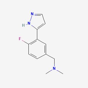 molecular formula C12H14FN3 B2729582 1-[4-氟-3-(1H-吡唑-5-基)苯基]-N,N-二甲基甲胺 CAS No. 1525433-53-7