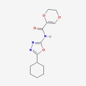 molecular formula C13H17N3O4 B2729583 N-(5-cyclohexyl-1,3,4-oxadiazol-2-yl)-5,6-dihydro-1,4-dioxine-2-carboxamide CAS No. 922026-76-4