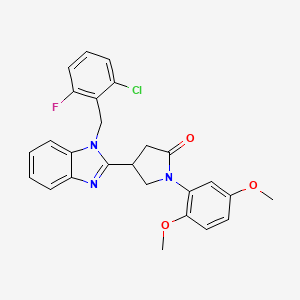 molecular formula C26H23ClFN3O3 B2729585 4-[1-(2-chloro-6-fluorobenzyl)-1H-benzimidazol-2-yl]-1-(2,5-dimethoxyphenyl)pyrrolidin-2-one CAS No. 862828-48-6