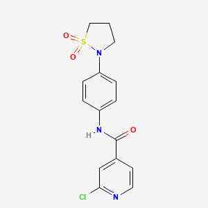 molecular formula C15H14ClN3O3S B2729588 2-chloro-N-[4-(1,1-dioxo-1lambda6,2-thiazolidin-2-yl)phenyl]pyridine-4-carboxamide CAS No. 1119370-28-3