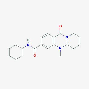 molecular formula C20H27N3O2 B2729593 N-cyclohexyl-5-methyl-11-oxo-5,6,7,8,9,11-hexahydro-5aH-pyrido[2,1-b]quinazoline-3-carboxamide CAS No. 1574557-81-5