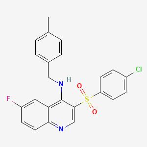 molecular formula C23H18ClFN2O2S B2729598 3-((4-氯苯基)磺酰基)-6-氟-N-(4-甲基苯基甲基)喹啉-4-胺 CAS No. 895642-10-1