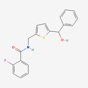 molecular formula C19H16FNO2S B2729600 2-fluoro-N-((5-(hydroxy(phenyl)methyl)thiophen-2-yl)methyl)benzamide CAS No. 1797191-80-0