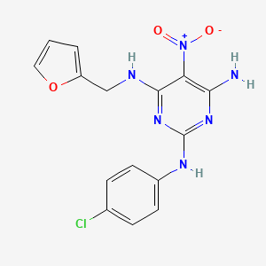 molecular formula C15H13ClN6O3 B2729601 N-(4-氯-苯基)-N'-呋喃-2-基甲基-5-硝基嘧啶-2,4,6-三胺 CAS No. 713130-22-4