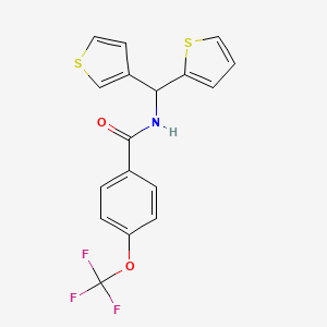 molecular formula C17H12F3NO2S2 B2729611 N-(thiophen-2-yl(thiophen-3-yl)methyl)-4-(trifluoromethoxy)benzamide CAS No. 2034305-96-7