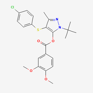 [2-Tert-butyl-4-(4-chlorophenyl)sulfanyl-5-methylpyrazol-3-yl] 3,4-dimethoxybenzoate