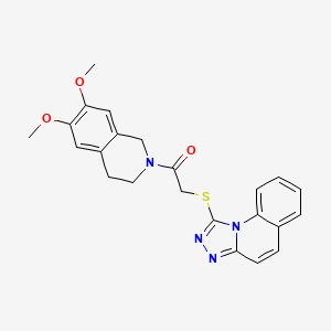 1-(6,7-Dimethoxy-1,2,3,4-tetrahydroisoquinolin-2-yl)-2-{[1,2,4]triazolo[4,3-a]quinolin-1-ylsulfanyl}ethan-1-one