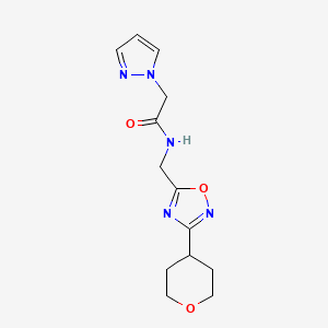 2-(1H-pyrazol-1-yl)-N-((3-(tetrahydro-2H-pyran-4-yl)-1,2,4-oxadiazol-5-yl)methyl)acetamide