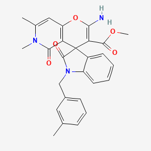 Methyl 2'-amino-6',7'-dimethyl-1-(3-methylbenzyl)-2,5'-dioxo-5',6'-dihydrospiro[indoline-3,4'-pyrano[3,2-c]pyridine]-3'-carboxylate