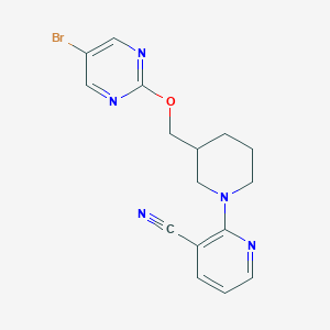 molecular formula C16H16BrN5O B2729659 2-[3-[(5-Bromopyrimidin-2-yl)oxymethyl]piperidin-1-yl]pyridine-3-carbonitrile CAS No. 2379997-70-1