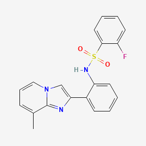 molecular formula C20H16FN3O2S B2729661 2-fluoro-N-(2-(8-methylimidazo[1,2-a]pyridin-2-yl)phenyl)benzenesulfonamide CAS No. 2034618-15-8