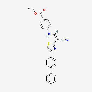molecular formula C27H21N3O2S B2729667 (Z)-ethyl 4-((2-(4-([1,1'-biphenyl]-4-yl)thiazol-2-yl)-2-cyanovinyl)amino)benzoate CAS No. 477186-46-2