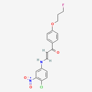 molecular formula C18H16ClFN2O4 B2729685 (E)-3-(4-chloro-3-nitroanilino)-1-[4-(3-fluoropropoxy)phenyl]prop-2-en-1-one CAS No. 478033-86-2