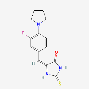 (E)-5-(3-fluoro-4-(pyrrolidin-1-yl)benzylidene)-2-thioxoimidazolidin-4-one