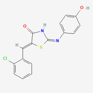 molecular formula C16H11ClN2O2S B2729696 (2Z,5Z)-5-(2-chlorobenzylidene)-2-((4-hydroxyphenyl)imino)thiazolidin-4-one CAS No. 461673-90-5