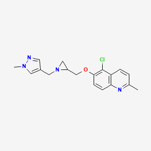 molecular formula C18H19ClN4O B2729697 5-Chloro-2-methyl-6-[[1-[(1-methylpyrazol-4-yl)methyl]aziridin-2-yl]methoxy]quinoline CAS No. 2411264-07-6
