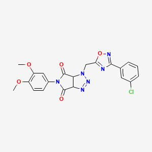molecular formula C21H17ClN6O5 B2729699 1-((3-(3-chlorophenyl)-1,2,4-oxadiazol-5-yl)methyl)-5-(3,4-dimethoxyphenyl)-1,6a-dihydropyrrolo[3,4-d][1,2,3]triazole-4,6(3aH,5H)-dione CAS No. 1251580-22-9
