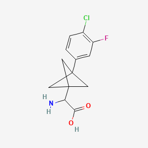 molecular formula C13H13ClFNO2 B2729701 2-Amino-2-[3-(4-chloro-3-fluorophenyl)-1-bicyclo[1.1.1]pentanyl]acetic acid CAS No. 2287266-43-5