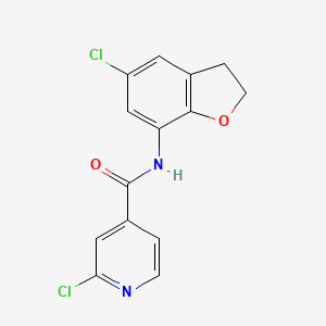 molecular formula C14H10Cl2N2O2 B2729703 2-chloro-N-(5-chloro-2,3-dihydro-1-benzofuran-7-yl)pyridine-4-carboxamide CAS No. 1797227-15-6