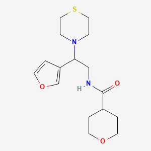 molecular formula C16H24N2O3S B2729711 N-(2-(呋喃-3-基)-2-硫吗啉基乙基)四氢-2H-吡喃-4-甲酸胺 CAS No. 2034514-07-1