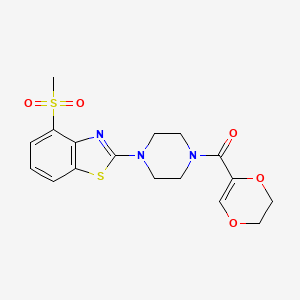 molecular formula C17H19N3O5S2 B2729717 (5,6-Dihydro-1,4-dioxin-2-yl)(4-(4-(methylsulfonyl)benzo[d]thiazol-2-yl)piperazin-1-yl)methanone CAS No. 923511-32-4