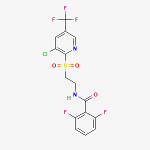 molecular formula C15H10ClF5N2O3S B2729722 N-(2-{[3-chloro-5-(trifluoromethyl)-2-pyridinyl]sulfonyl}ethyl)-2,6-difluorobenzenecarboxamide CAS No. 2058812-09-0