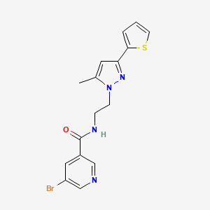 5-bromo-N-(2-(5-methyl-3-(thiophen-2-yl)-1H-pyrazol-1-yl)ethyl)nicotinamide