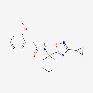 molecular formula C20H25N3O3 B2729753 N-[1-(3-cyclopropyl-1,2,4-oxadiazol-5-yl)cyclohexyl]-2-(2-methoxyphenyl)acetamide CAS No. 1396856-10-2