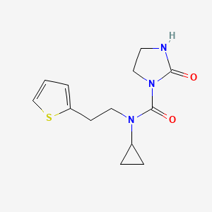 molecular formula C13H17N3O2S B2729754 N-cyclopropyl-2-oxo-N-(2-(thiophen-2-yl)ethyl)imidazolidine-1-carboxamide CAS No. 1796960-85-4