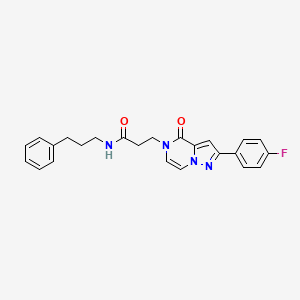 molecular formula C24H23FN4O2 B2729755 3-[2-(4-fluorophenyl)-4-oxopyrazolo[1,5-a]pyrazin-5(4H)-yl]-N-(3-phenylpropyl)propanamide CAS No. 1326833-20-8